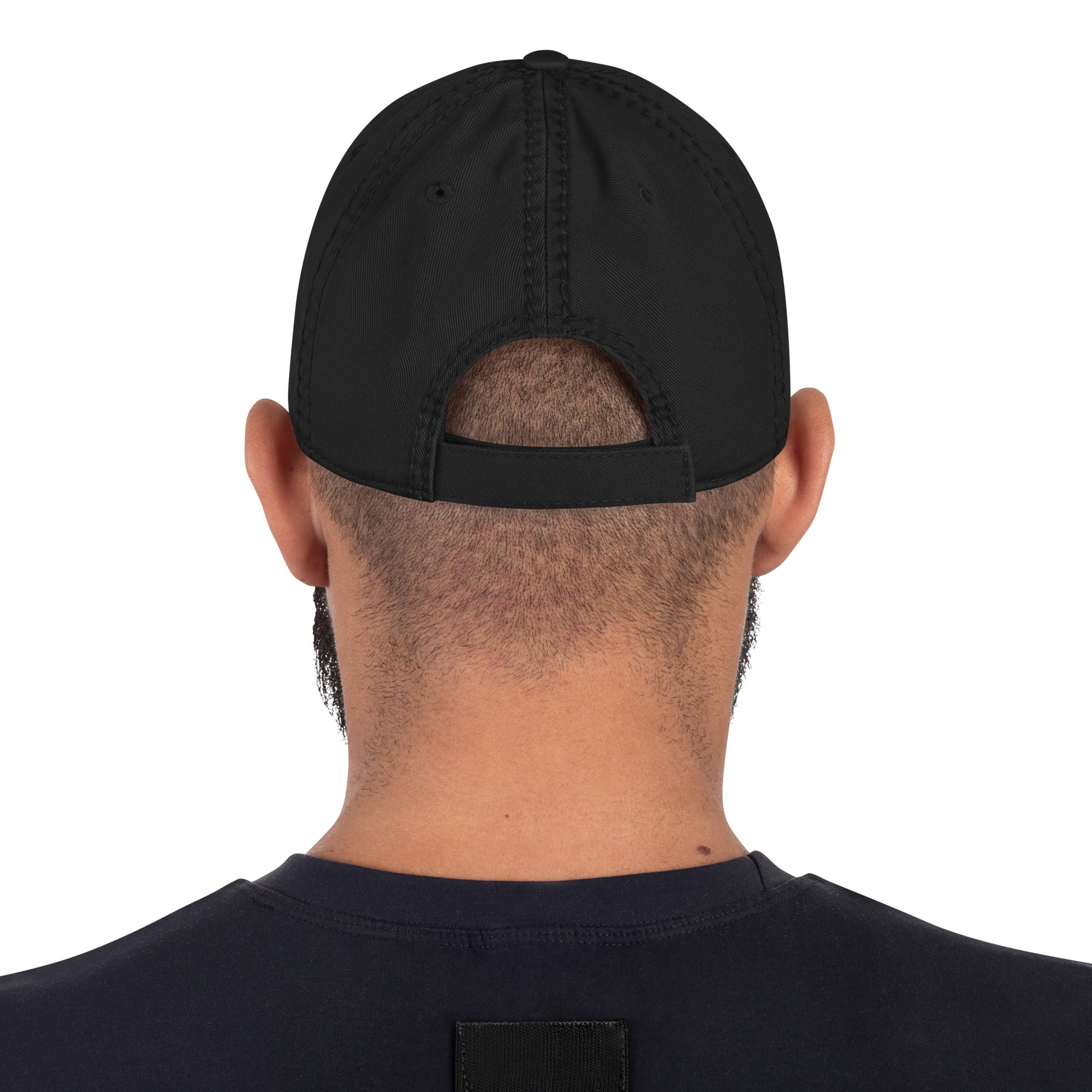 Rear view of Mama Tried dad hat showing adjustable hook and loop closure